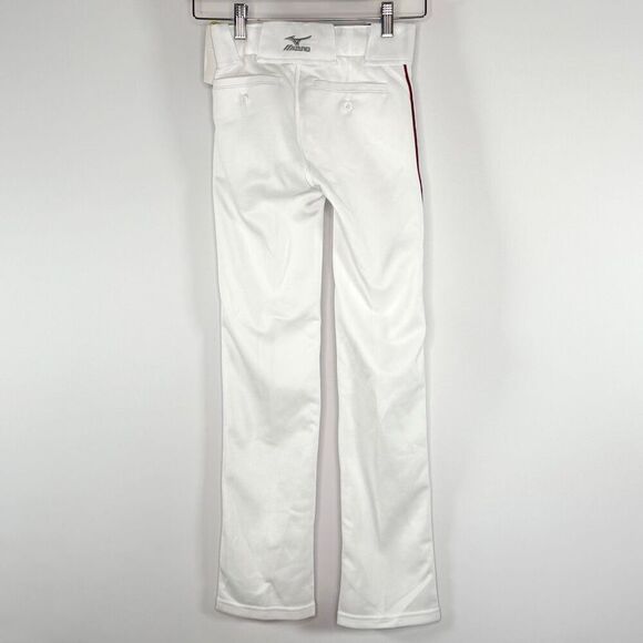 Mizuno Youth Select White Piped Baseball Pants Red Piping Straight Leg - Kids US - Picture 4 of 11